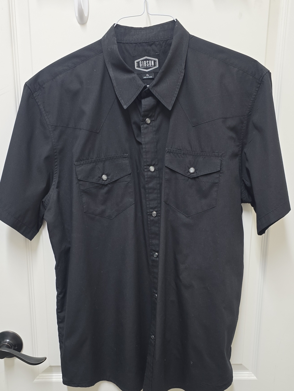 Gibson Black Short-Sleeve Button-Down Western Shirt
